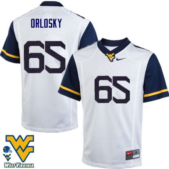 Men's West Virginia Mountaineers NCAA #65 Tyler Orlosky White Authentic Nike Stitched College Football Jersey EE15E64DK